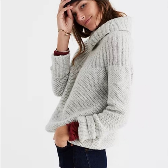 Madewell Snowbound Drawstring Pullover Sweater Turtleneck Size XS Mohair Wool. - Picture 2 of 12